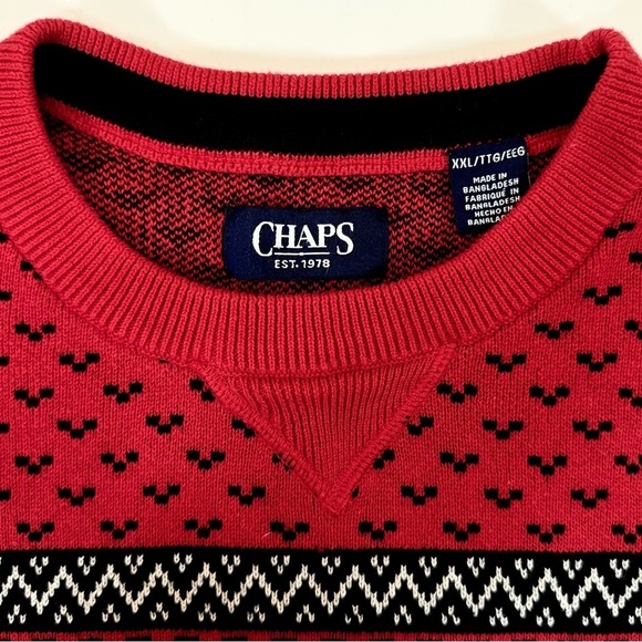Chaps EUC Sweater Mens XX-Large Red Fair Isle Polar Bears Crew Neck Pullover - Picture 7 of 13